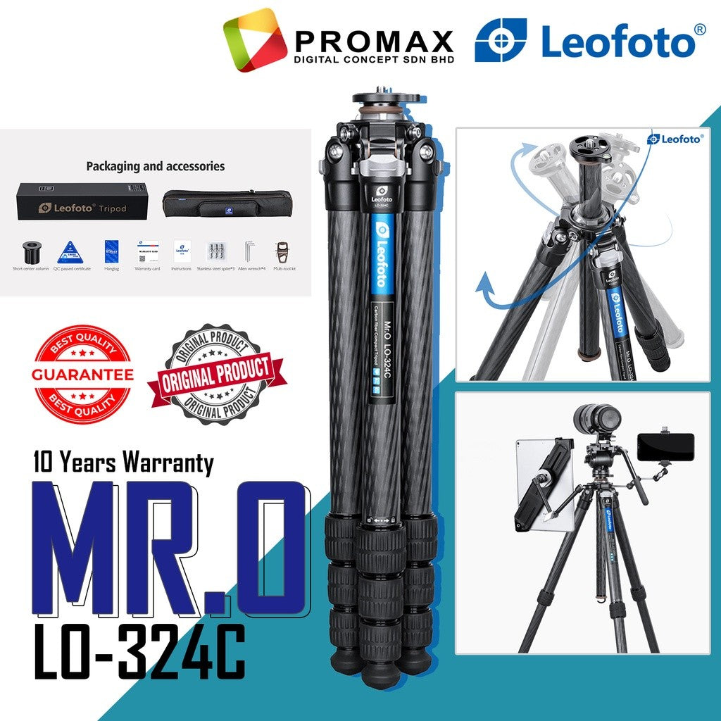 Leofoto Mr. O Series LO-324C Carbon Fiber Tripod 10 Years Warranty Malaysia