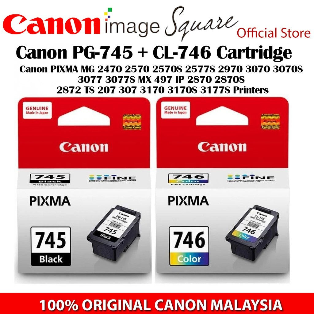 Canon PG-745 + CL-746 Ink Cartridge Black & Color PG-745 PG-745S PG-745XL CL-746 CL-746S CL-746XL MG-3070s