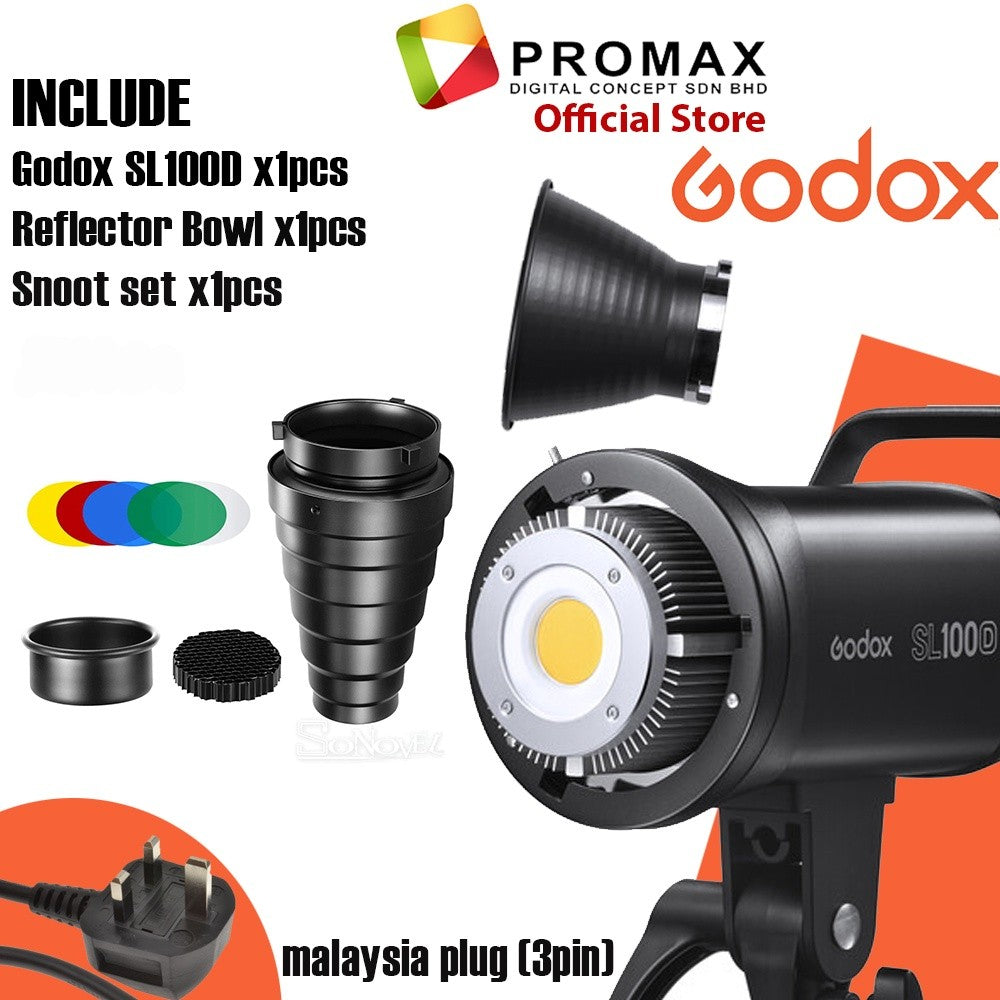 Godox SL100D SL-100D SL100 SL-100 Daylight LED Video Light 5600K SINGLE Bandoor Set Snoot Set