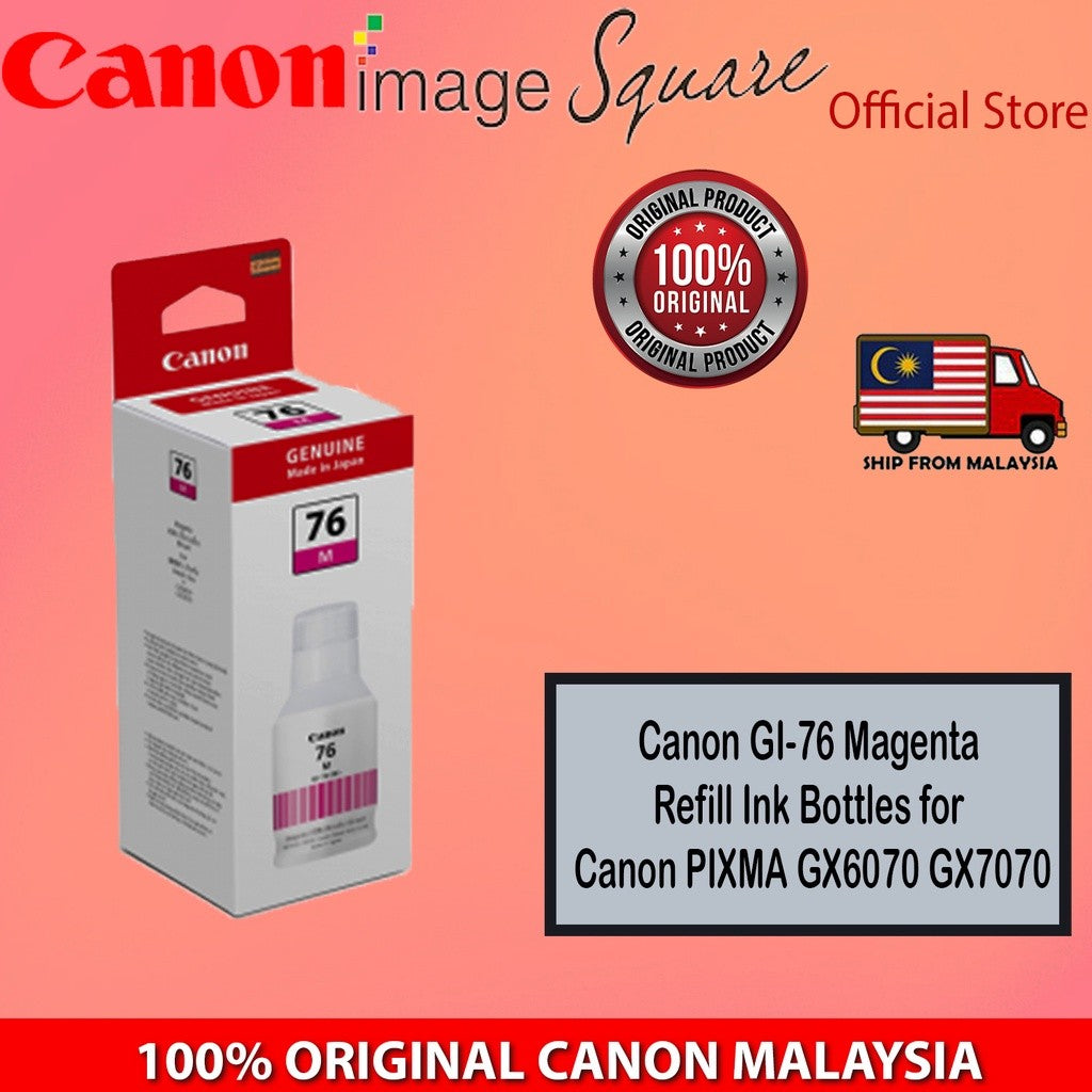 Canon GI-76 INK (Pigment Black/Cyan/Magenta/Yellow) GI76 Toner Ink Bottles for Canon PIXMA GX6070 GX7070