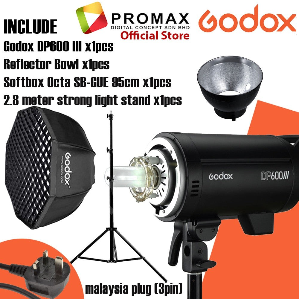 Godox DP600III with Octa softbox with 2.8m stand LED Flash Light for Photo Studio Photography DP600 III