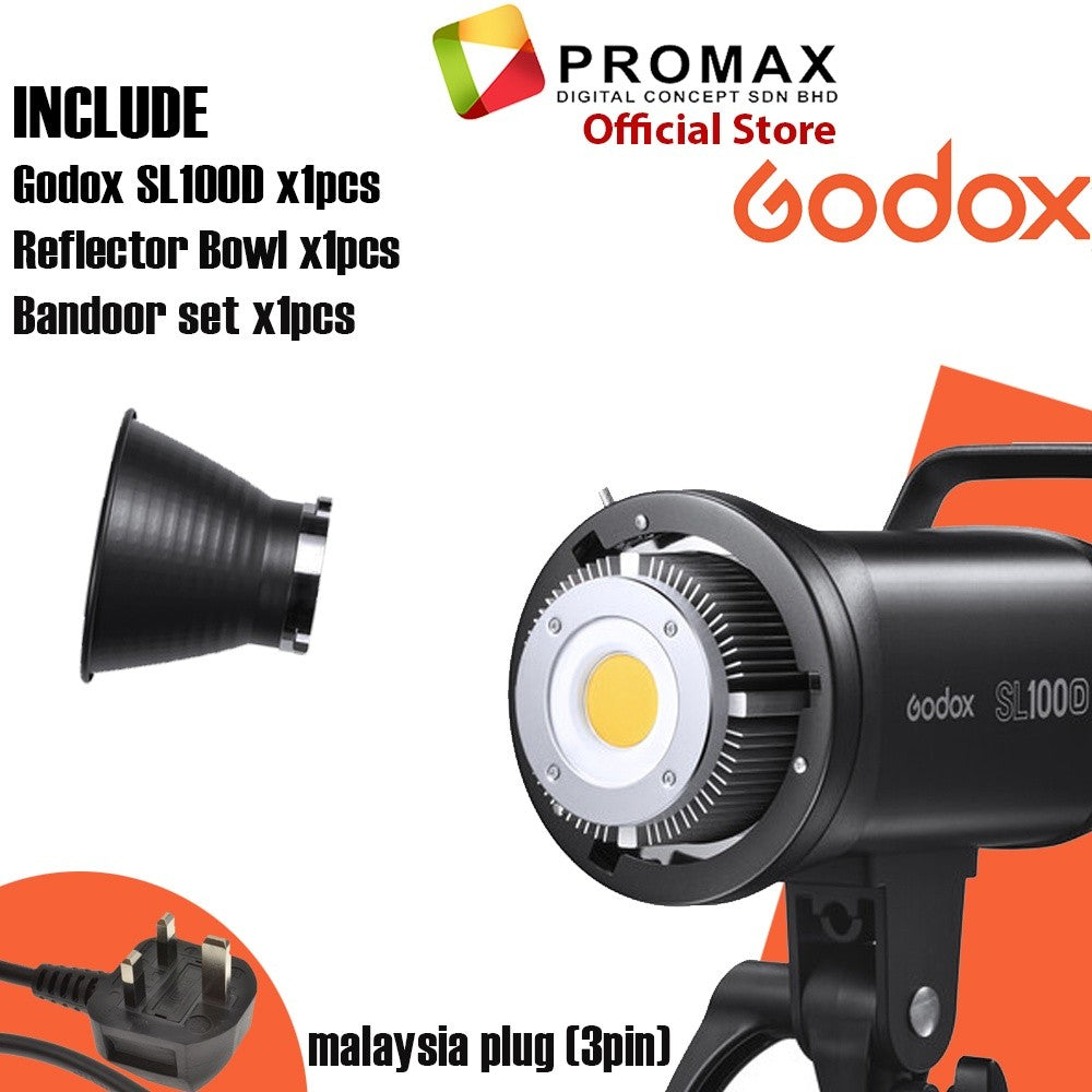 Godox SL100D SL-100D SL100 SL-100 Daylight LED Video Light 5600K SINGLE Bandoor Set Snoot Set