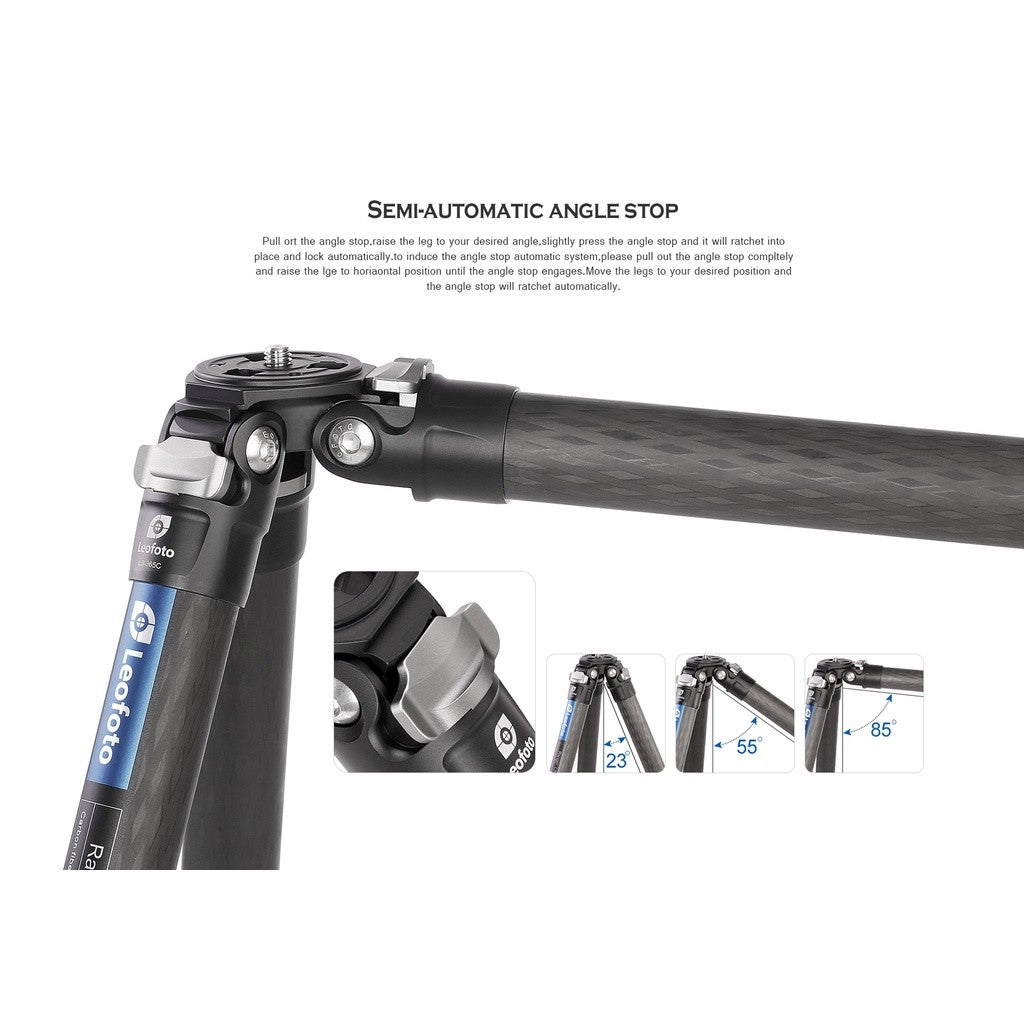Leofoto LS-365C / LS-365C + PG 1 Gimbal Head Ranger Series Compact Carbon Fiber Tripod BLACK