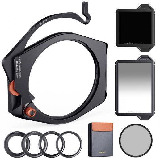 K&F Square Filter Holder System Pro Kit,Filter Holder +95mm CPL +Square ND1000[10stops] +GND8[3stop] + 4 Rings 1808
