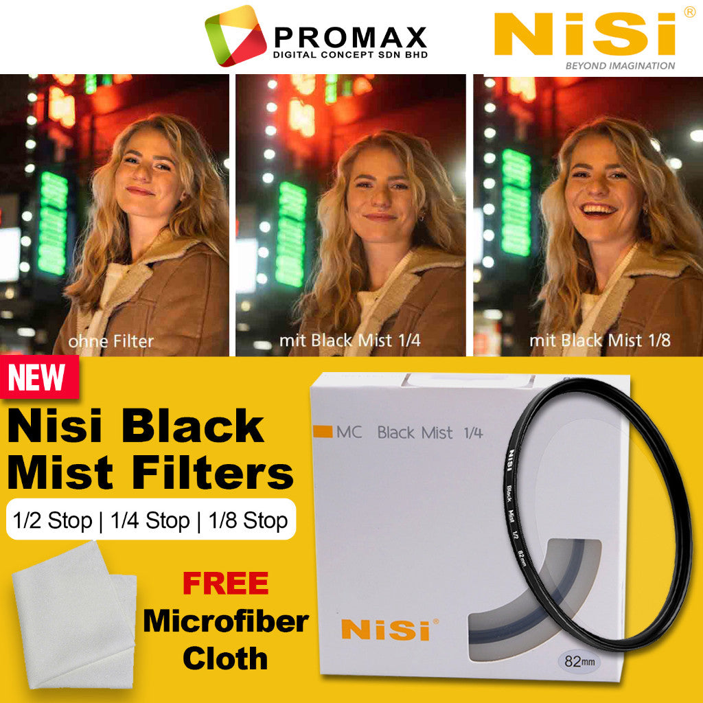 Nisi MC Black Mist Lens Filter 1/2 / 1/4 / 1/8 - 67mm 72mm 77mm 82mm for Camera Video Capture Portrait