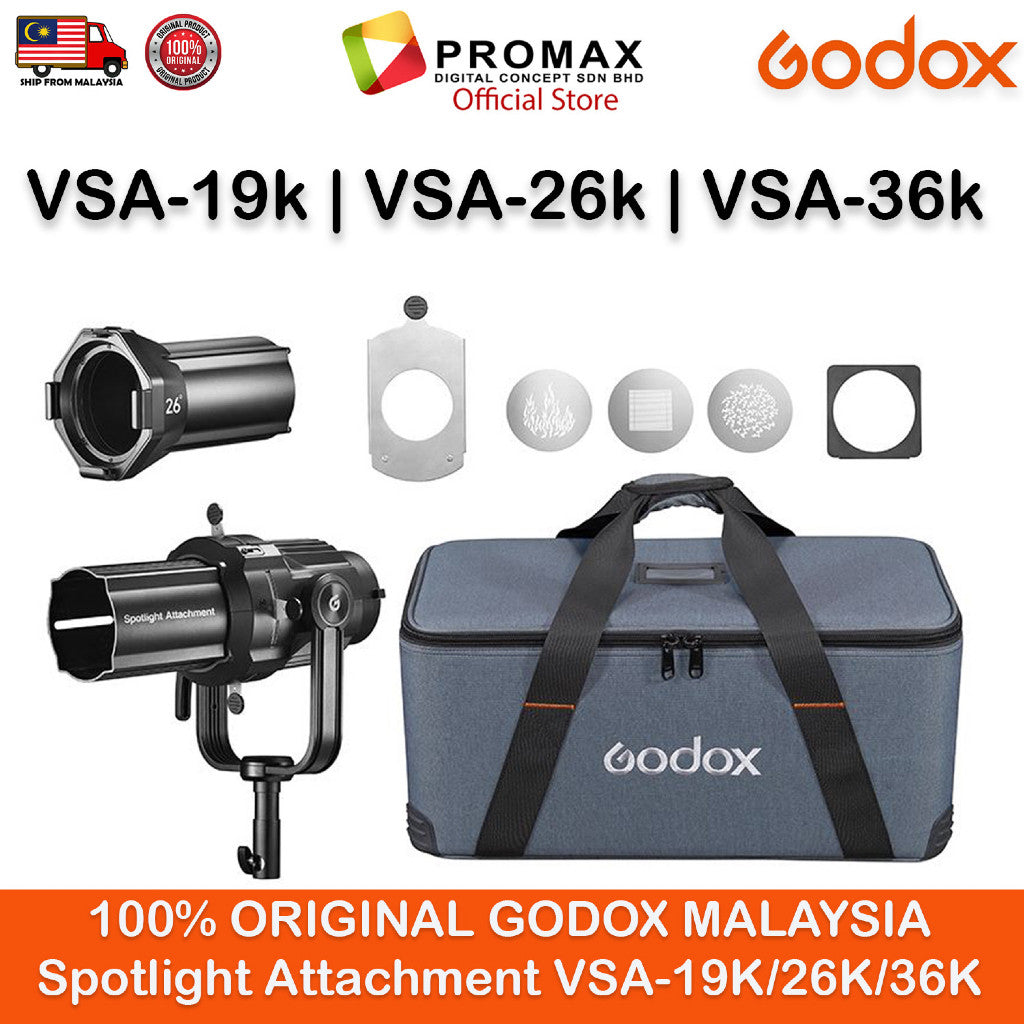 Godox VSA-19K VSA-26K VSA-36K Spotlight Attachment Optical Condenser Lens Conical Snoot Bowens Mount for LED Video Light
