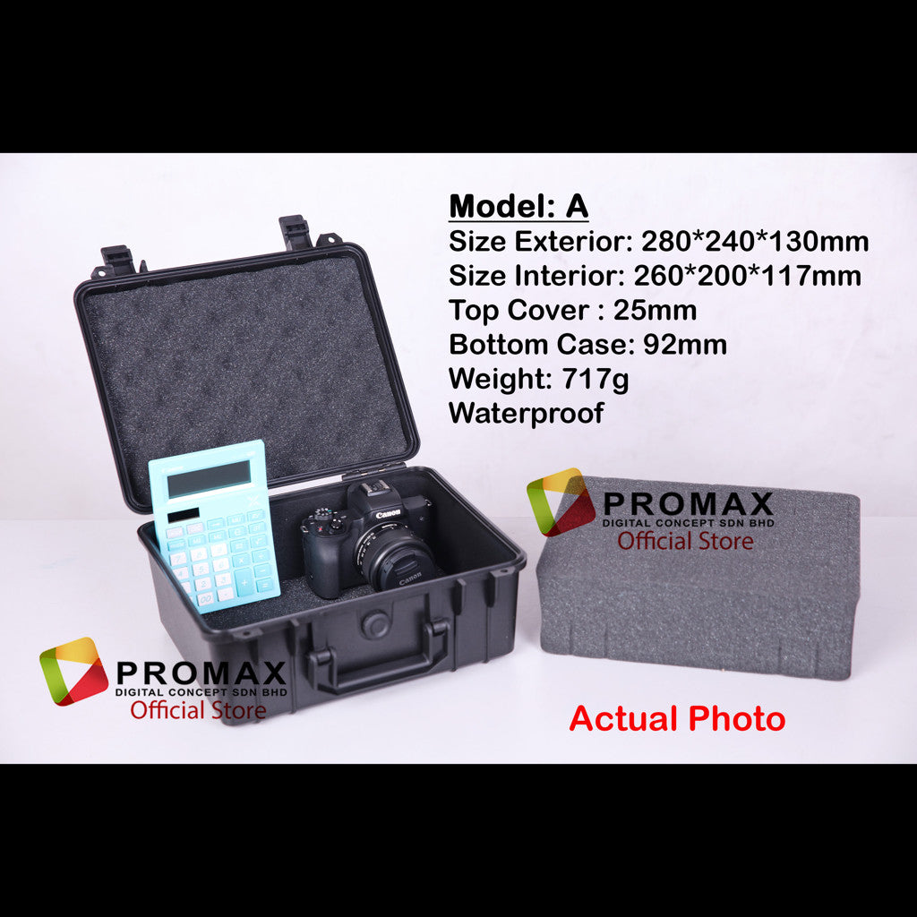 ProMax Hard PP Carry Case Tool Box Storage Bag PP Carrying case Hardcase Include Sponge Foam camera Kotak motosikal