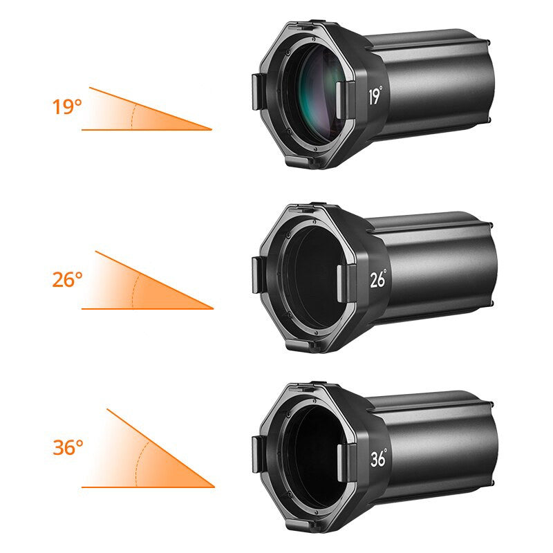 Godox VSA-19K VSA-26K VSA-36K Spotlight Attachment Optical Condenser Lens Conical Snoot Bowens Mount for LED Video Light