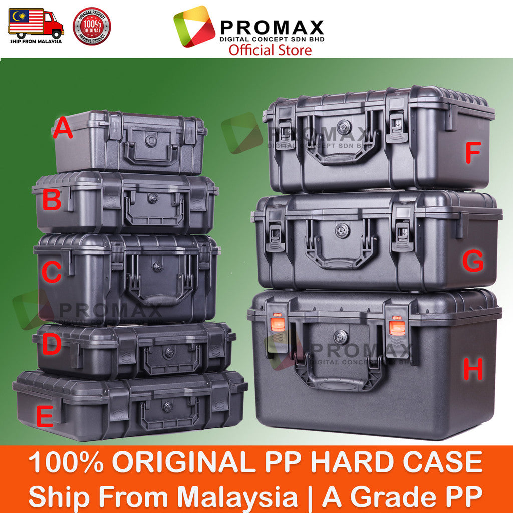 ProMax Hard PP Carry Case Tool Box Storage Bag PP Carrying case Hardcase Include Sponge Foam camera Kotak motosikal