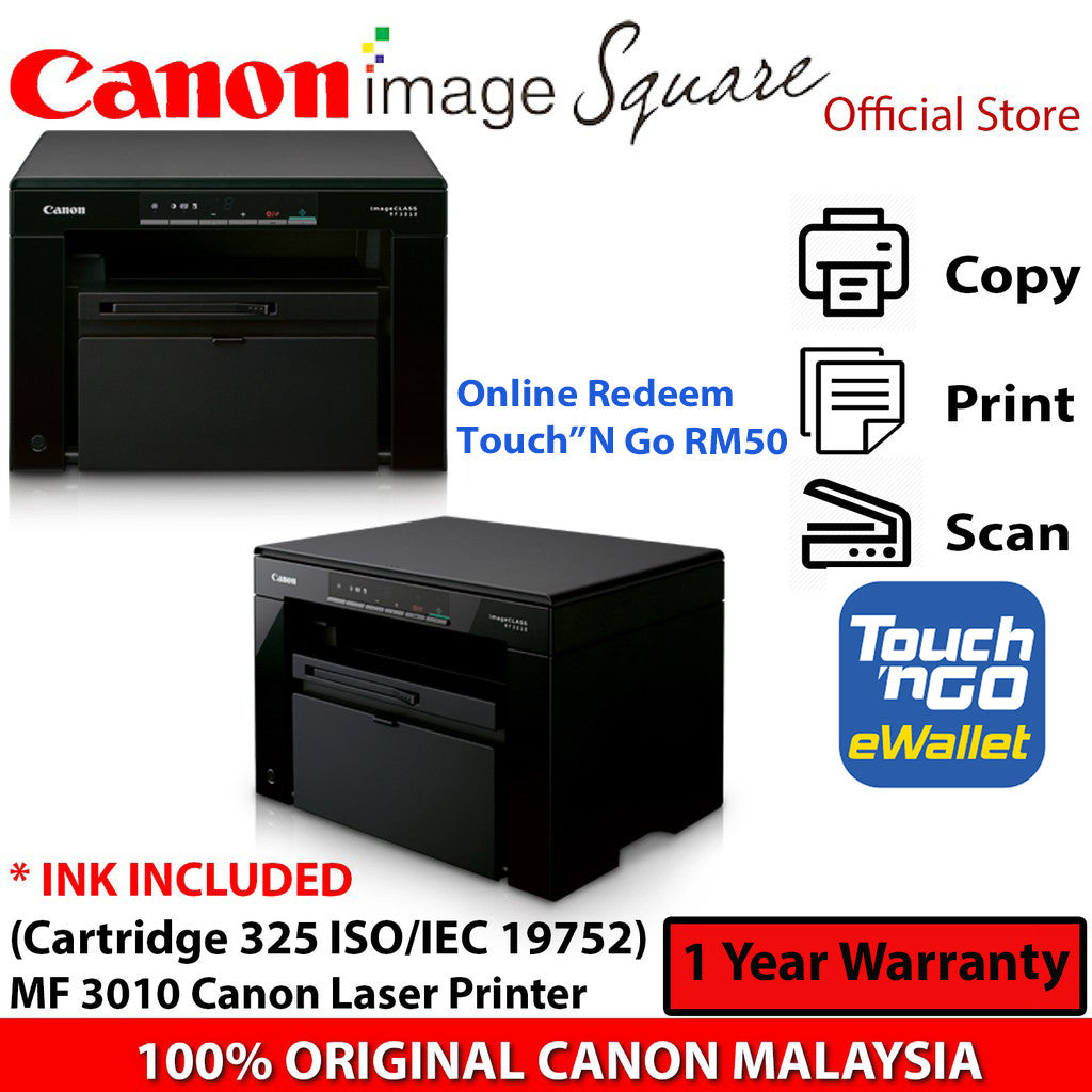 (Touch”N Go RM50) CANON MF3010 IMAGECLASS LASER AIO MONOCHROME PRINTER (Canon Malaysia)