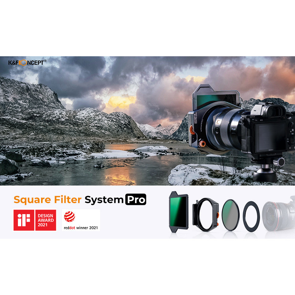 CHEAPEST! K&F Square Filter Holder System Pro Kit (Filter Holder + 95mm CPL + Square ND1000[10stops] Filter + 4 Rings)