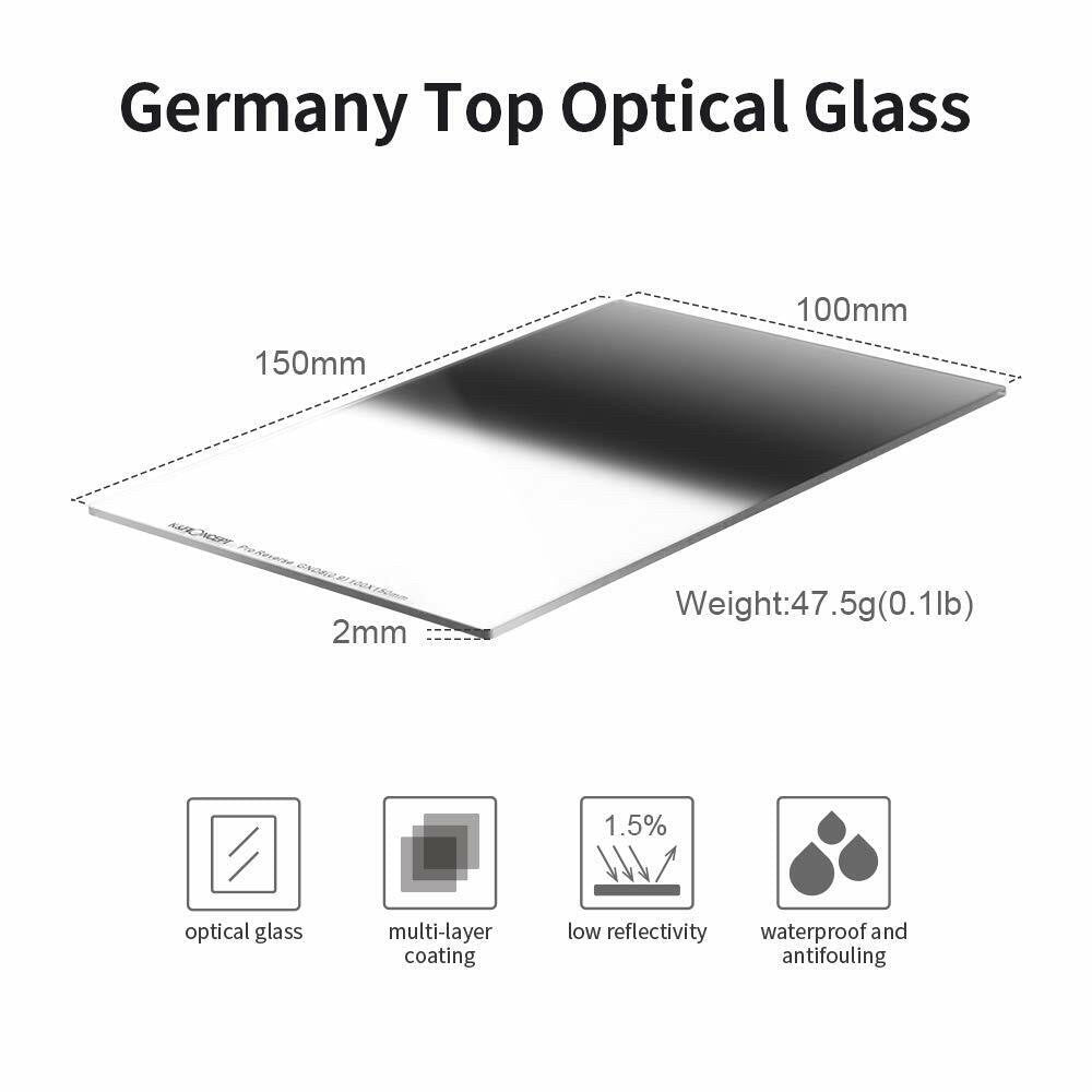 CHEAPEST! K&F 100*150*2mm Reverse GND8 (3 Stops) Square Filter HD Optical Glass Waterproof ND Filter - X-PRO Series