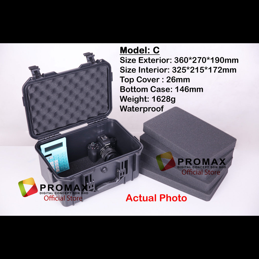 ProMax Hard PP Carry Case Tool Box Storage Bag PP Carrying case Hardcase Include Sponge Foam camera Kotak motosikal