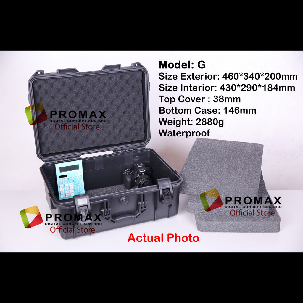 ProMax Hard PP Carry Case Tool Box Storage Bag PP Carrying case Hardcase Include Sponge Foam camera Kotak motosikal