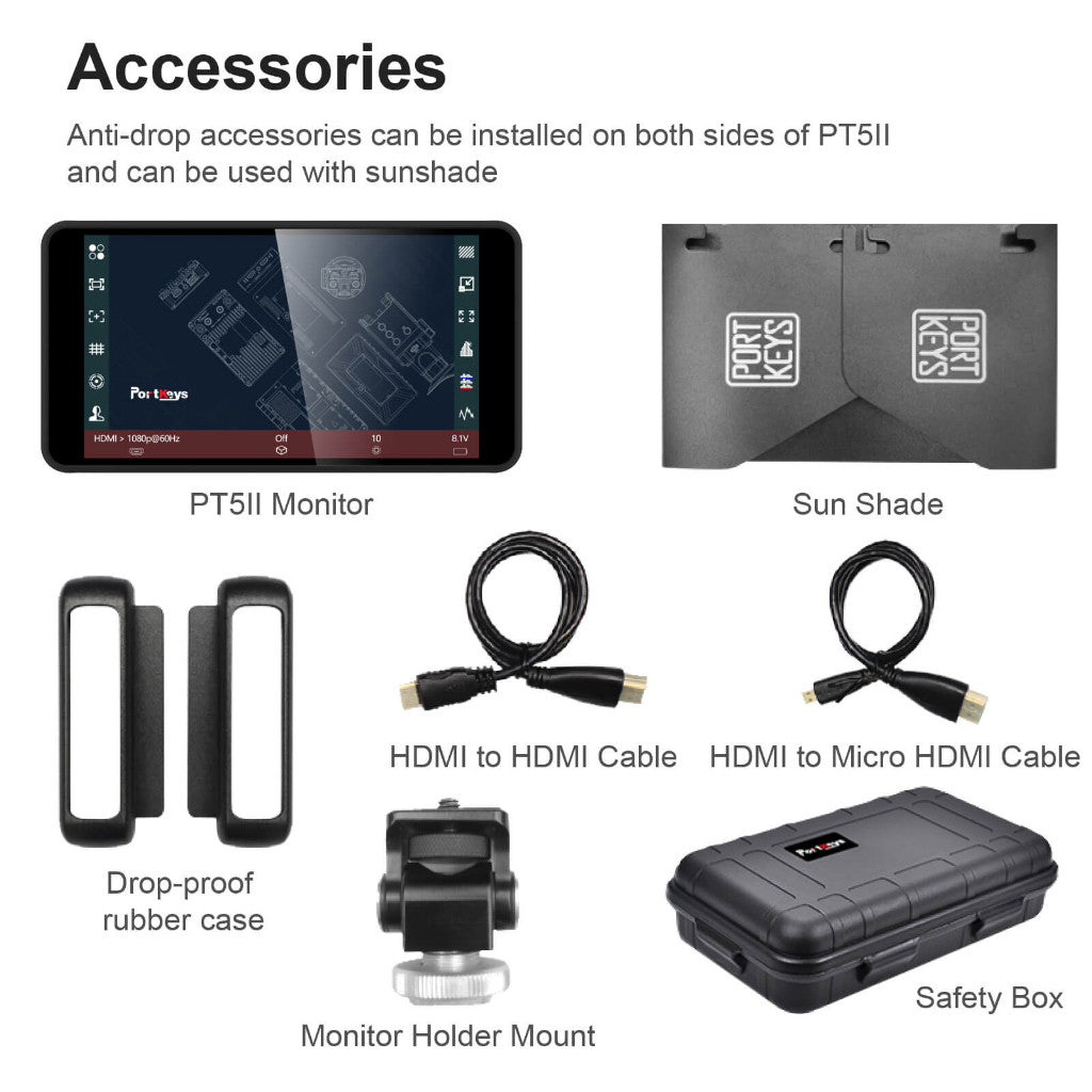 PORTKEYS PT5 II 5" 4K Touchscreen Portable On-camera Field Monitor with 3D LUT Support