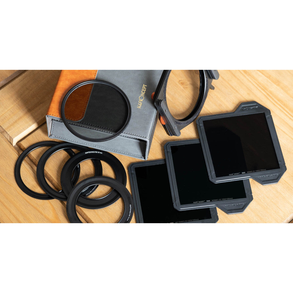 CHEAPEST! K&F Square Filter Holder System Pro Kit (Filter Holder + 95mm CPL + Square ND1000 Filter +ND64 +ND8 + 4 Rings)
