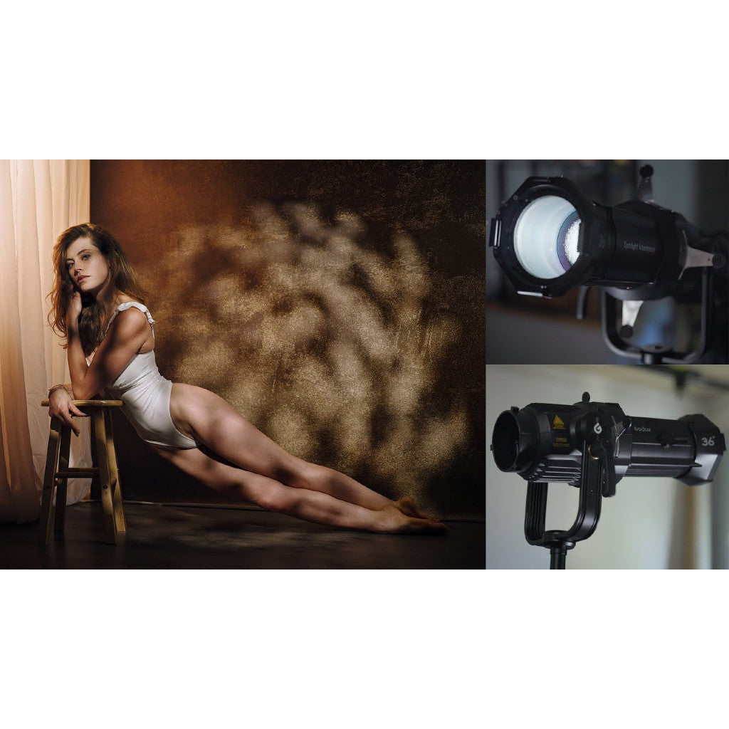 Godox VSA-19K VSA-26K VSA-36K Spotlight Attachment Optical Condenser Lens Conical Snoot Bowens Mount for LED Video Light