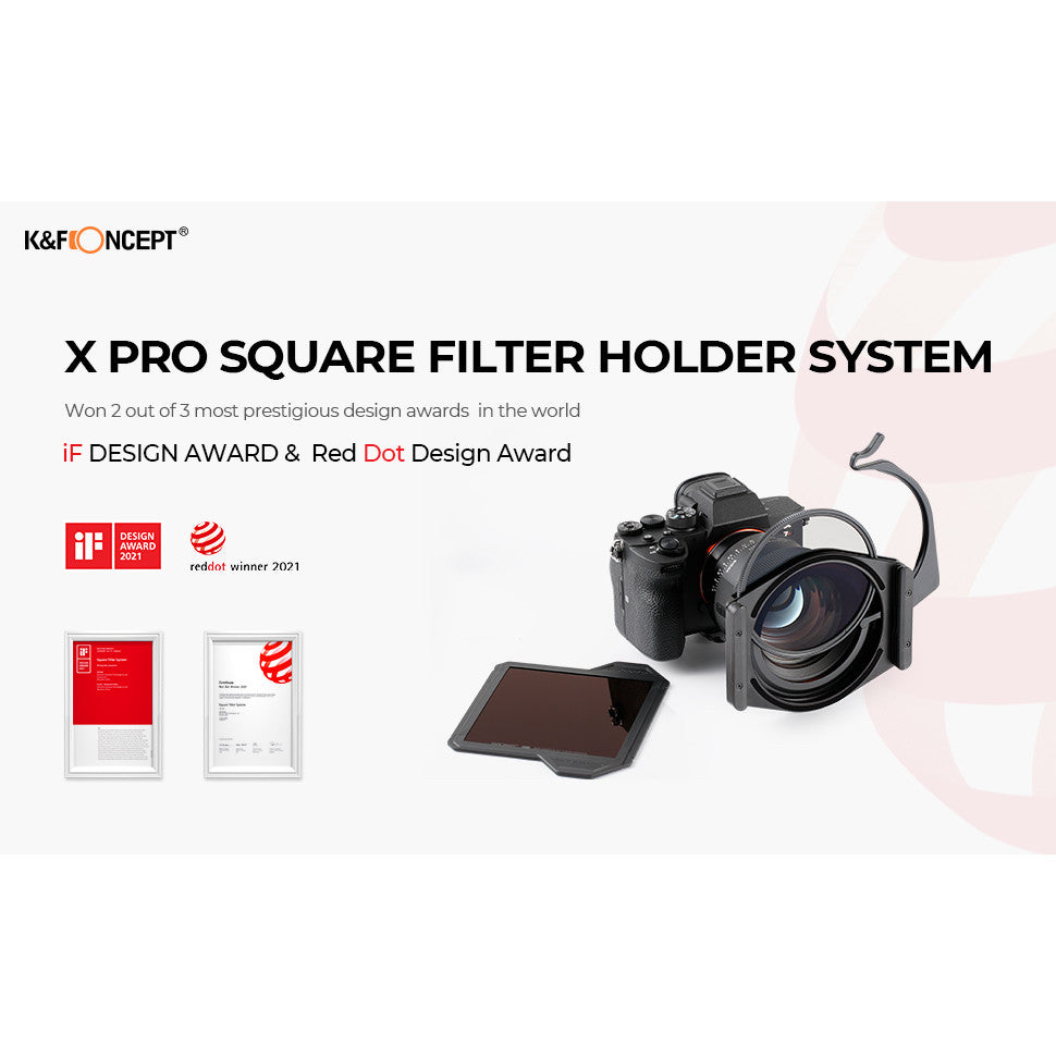CHEAPEST! K&F Square Filter Holder System Pro Kit (Filter Holder + 95mm CPL + Square ND1000[10stops] Filter + 4 Rings)