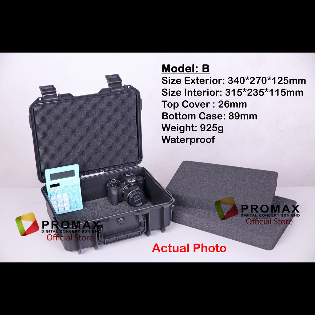 ProMax Hard PP Carry Case Tool Box Storage Bag PP Carrying case Hardcase Include Sponge Foam camera Kotak motosikal