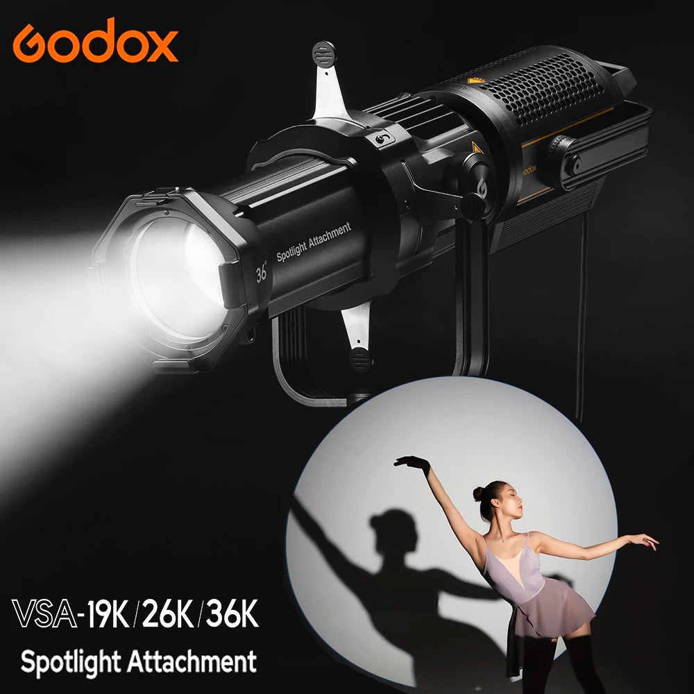 Godox VSA-19K VSA-26K VSA-36K Spotlight Attachment Optical Condenser Lens Conical Snoot Bowens Mount for LED Video Light