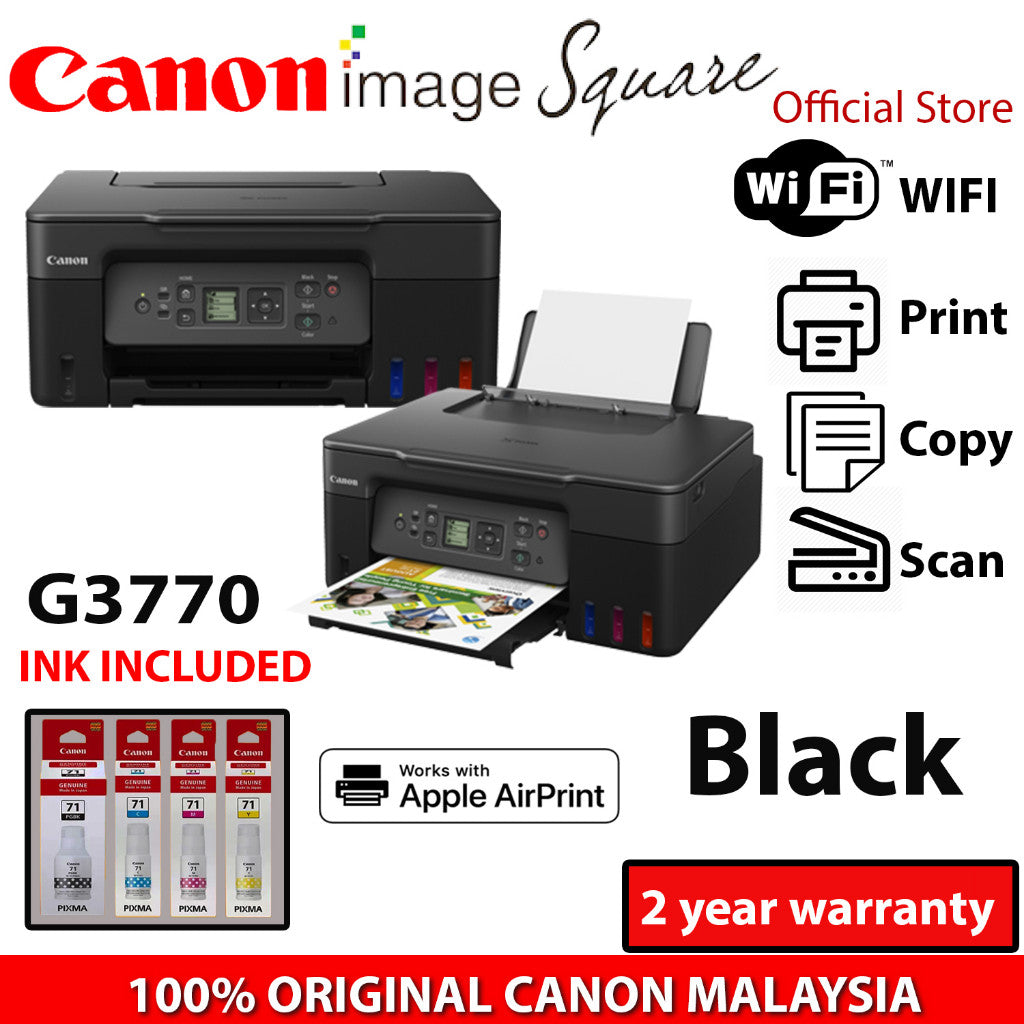 TouchNGo RM50 - CANON PIXMA G3770 WIFI Wireless Refillable Ink Tank Colour Printer Low-Cost Printing