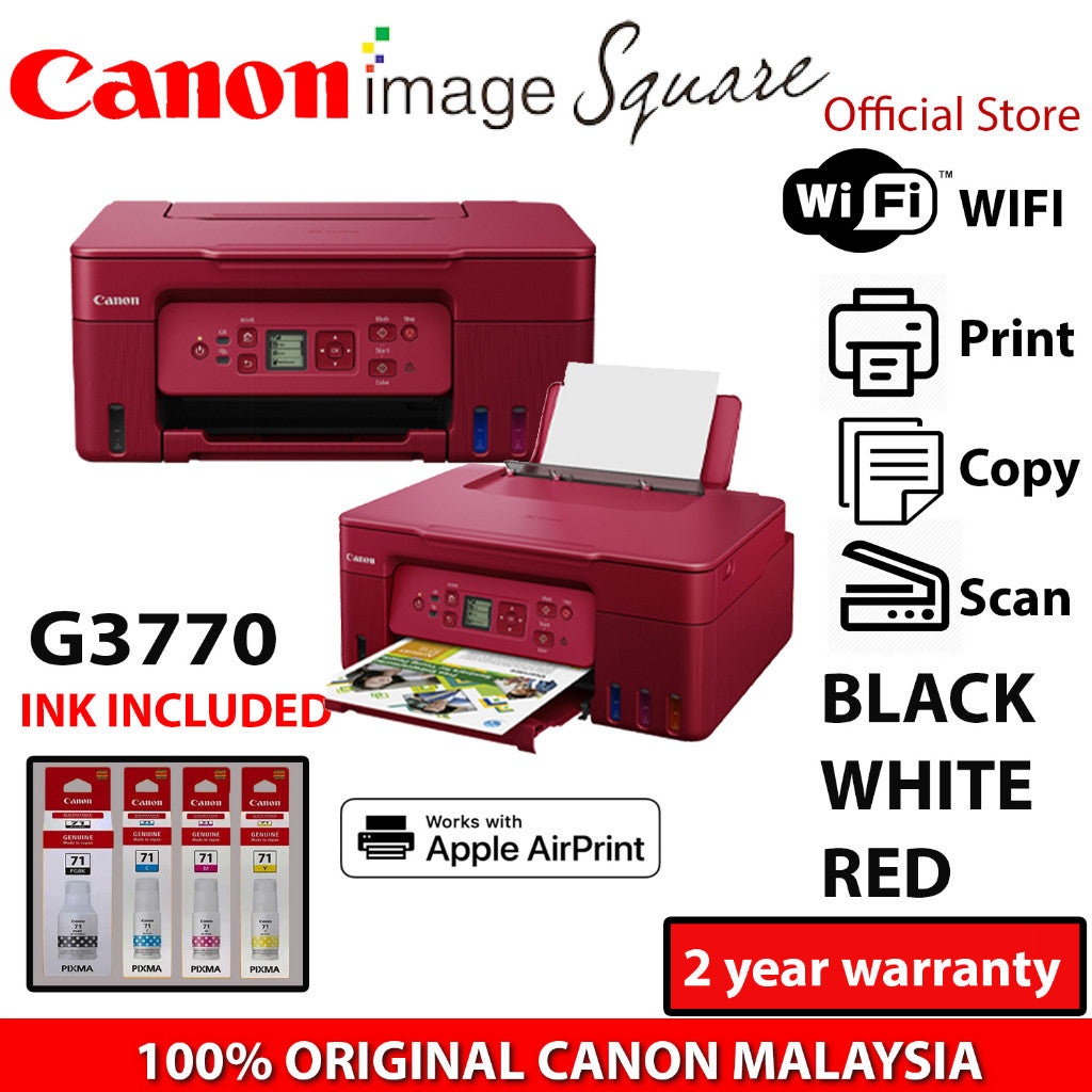 TouchNGo RM50 - CANON PIXMA G3770 WIFI Wireless Refillable Ink Tank Colour Printer Low-Cost Printing