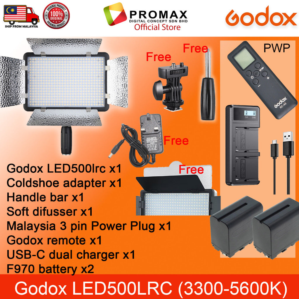 Godox LED500LRC / LED500LR-C / LED 500LRC LED Video Light Panel ( Bi-Color ) 3300-5600k