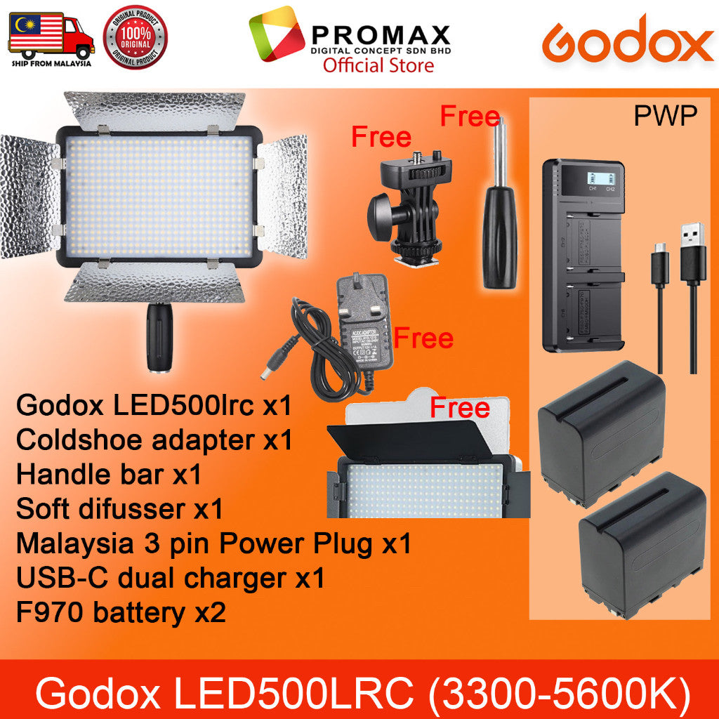 Godox LED500LRC / LED500LR-C / LED 500LRC LED Video Light Panel ( Bi-Color ) 3300-5600k