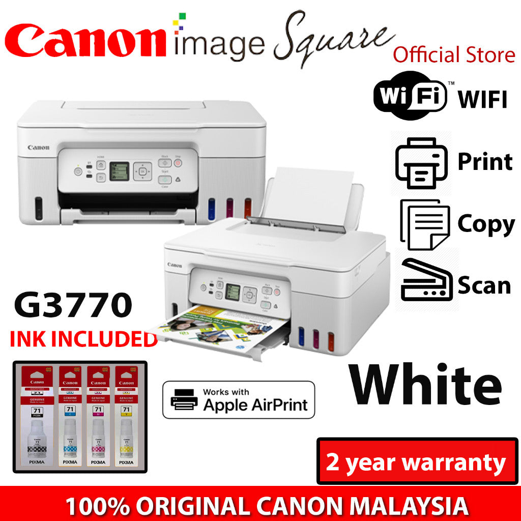 TouchNGo RM50 - CANON PIXMA G3770 WIFI Wireless Refillable Ink Tank Colour Printer Low-Cost Printing