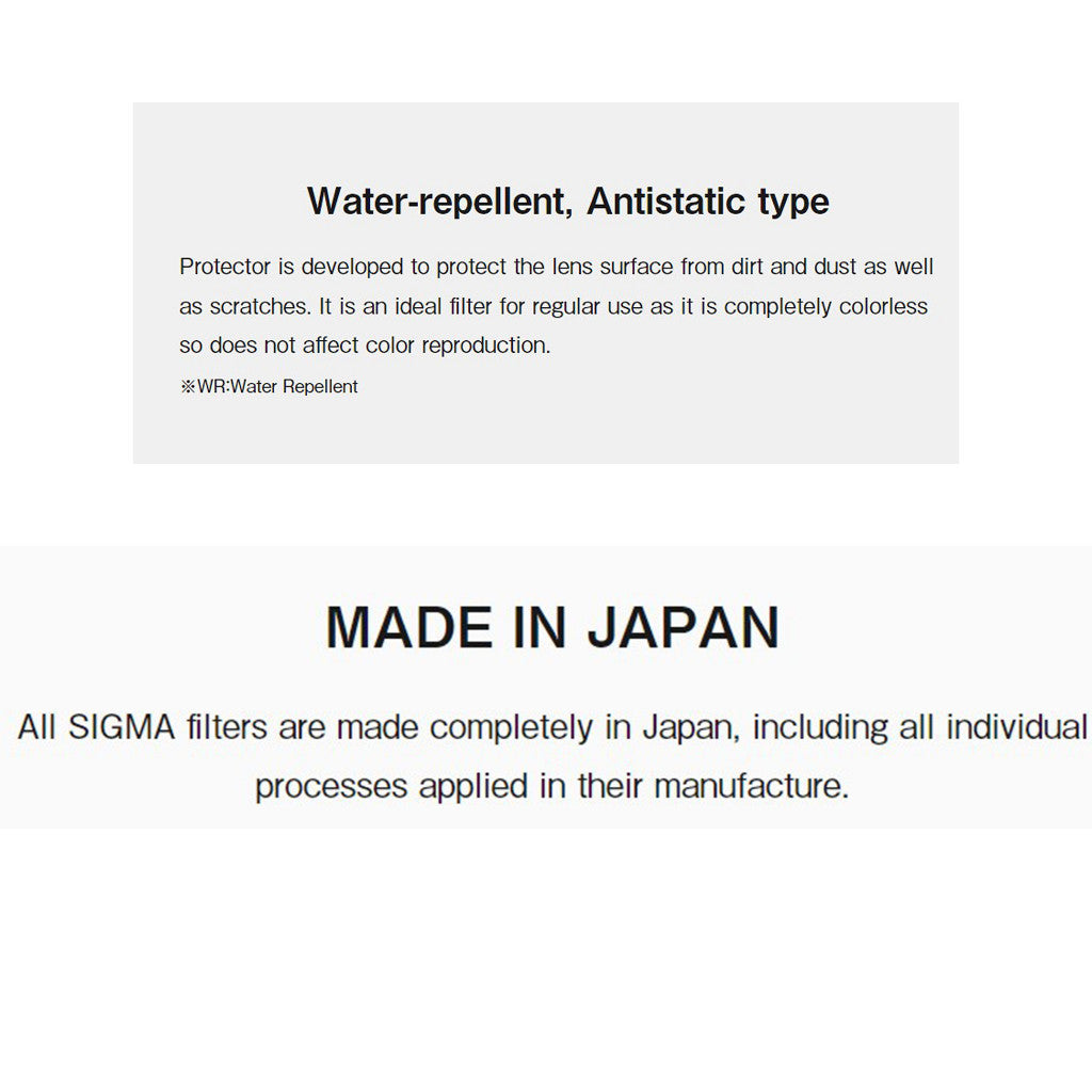 SIGMA WR UV PROTECTOR WATER REPELLANT COATING FILTER 95mm 105mm