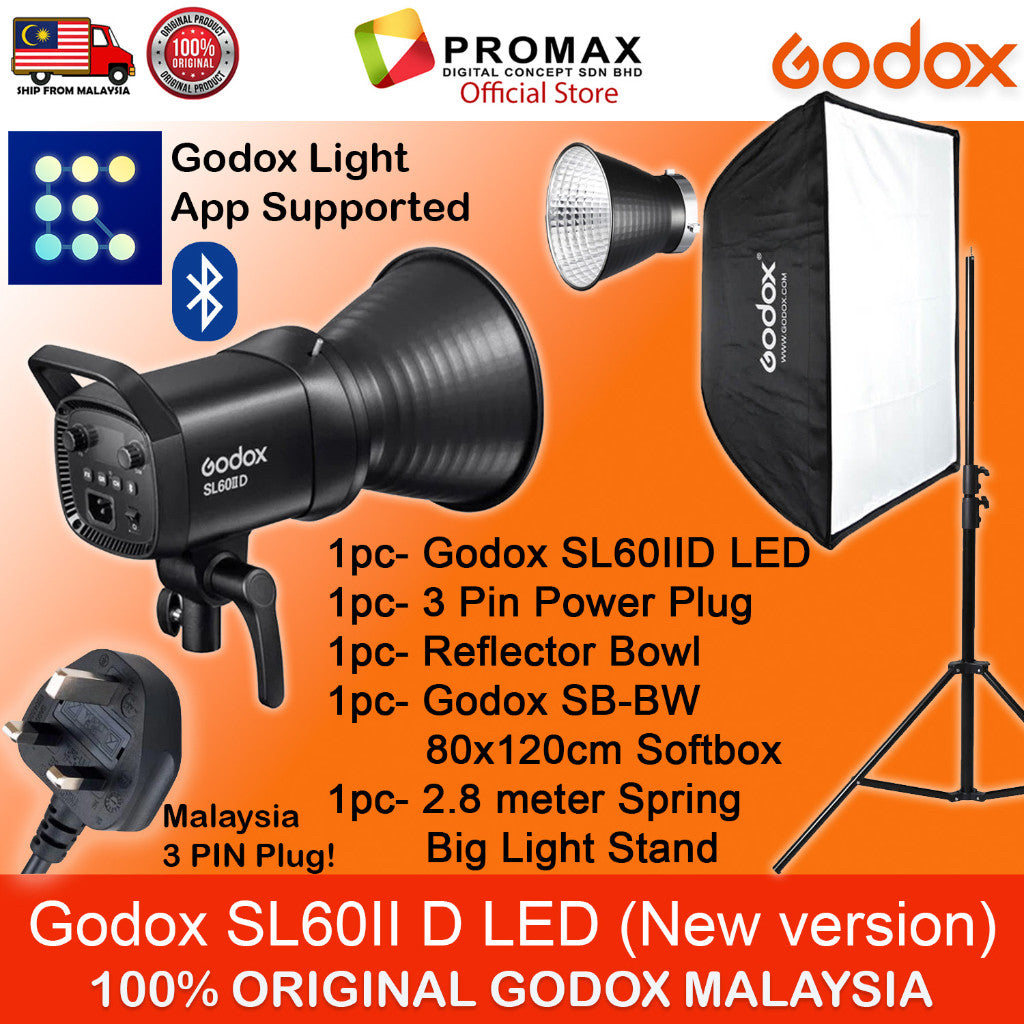 Godox SL-60IID SL60IID with Octa softbox with 2.8m stand LED Video Light for Photo Studio Photography SL60