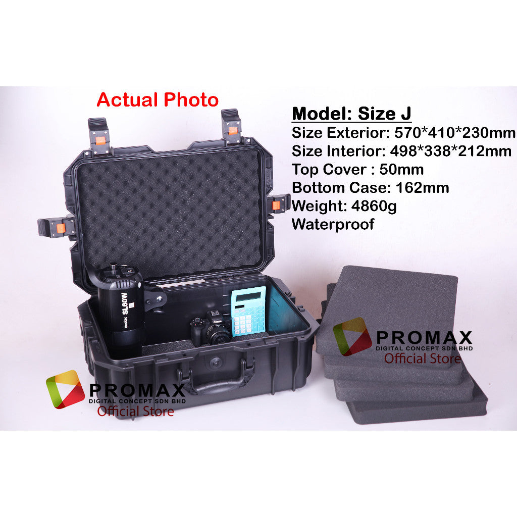 ProMax Hard PP Carry Case Tool Box Storage Bag PP Carrying case Hardcase Include Sponge Foam camera Kotak motosikal