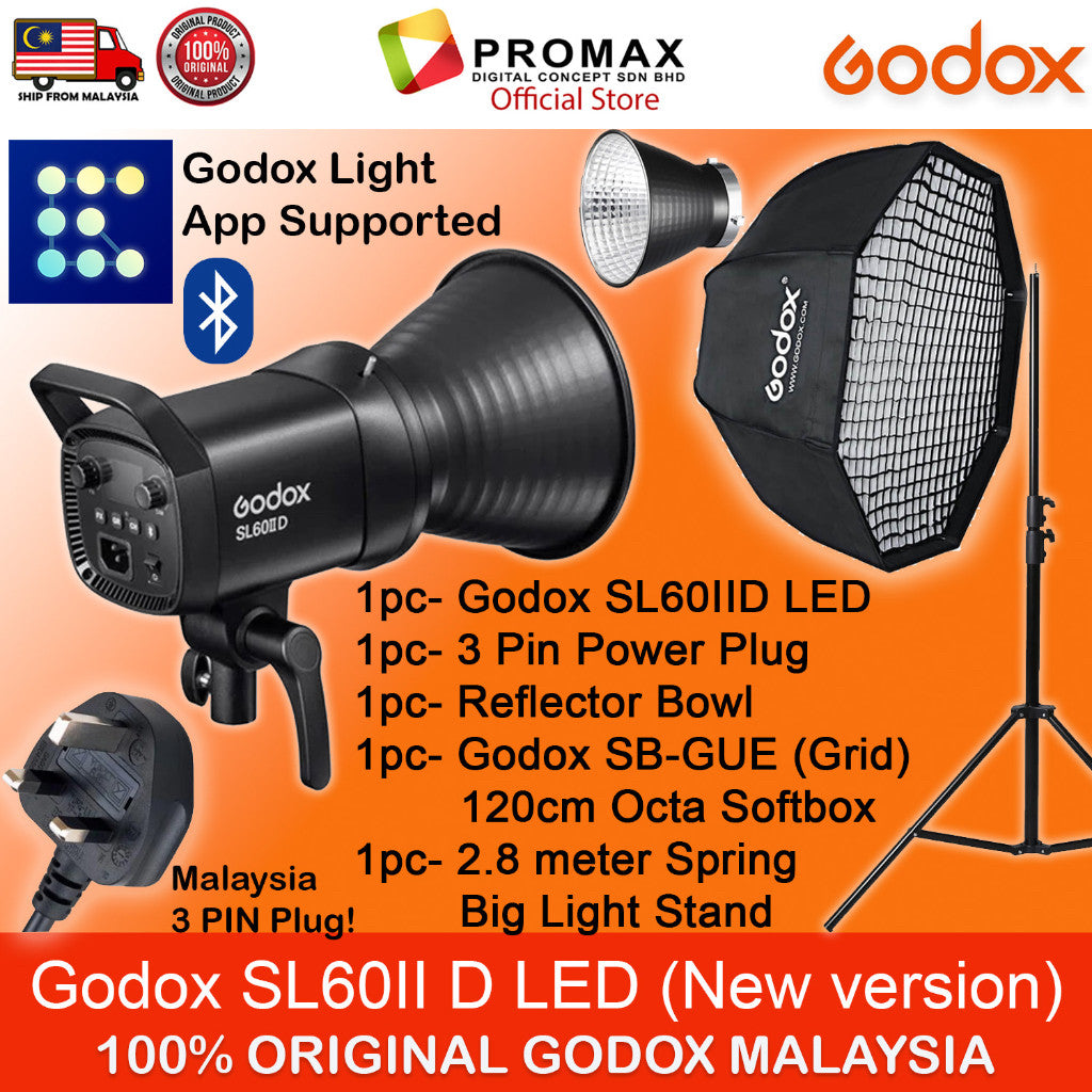 Godox SL-60IID SL60IID with Octa softbox with 2.8m stand LED Video Light for Photo Studio Photography SL60