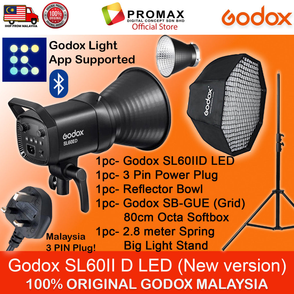 Godox SL-60IID SL60IID with Octa softbox with 2.8m stand LED Video Light for Photo Studio Photography SL60