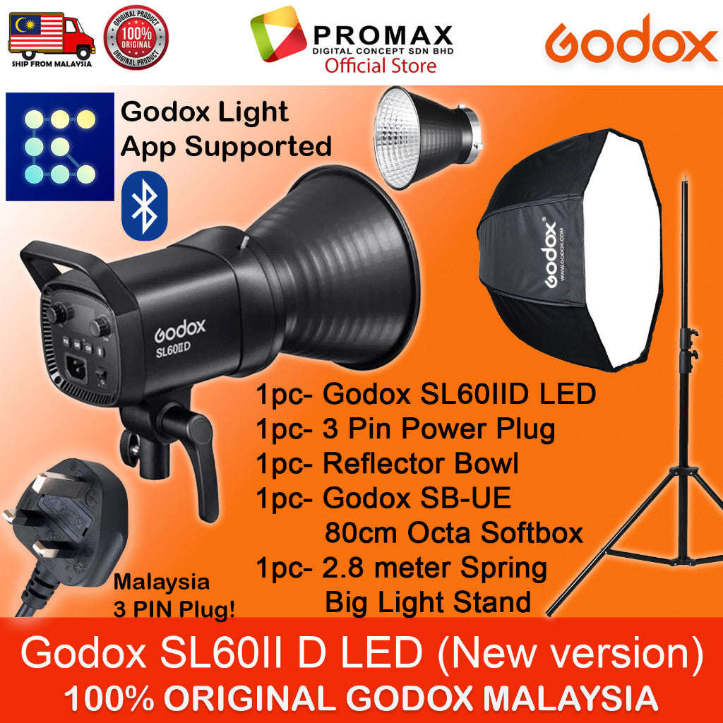 Godox SL-60IID SL60IID with Octa softbox with 2.8m stand LED Video Light for Photo Studio Photography SL60