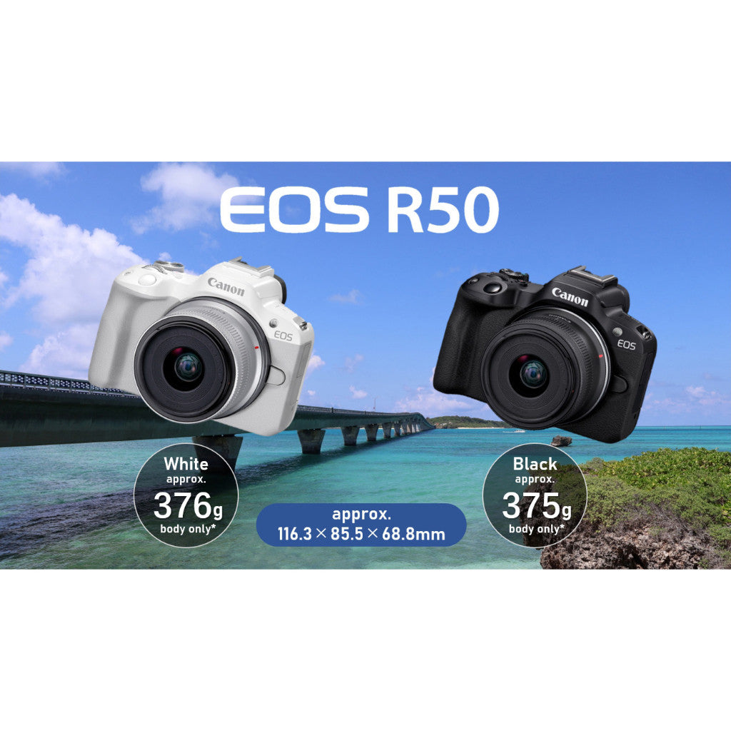 CHEAPEST! Canon EOS R50 18-45mm 55-210mm Mirrorless Camera Black/White (CANON MALAYSIA 3 YEARS WARRANTY) Canon R50