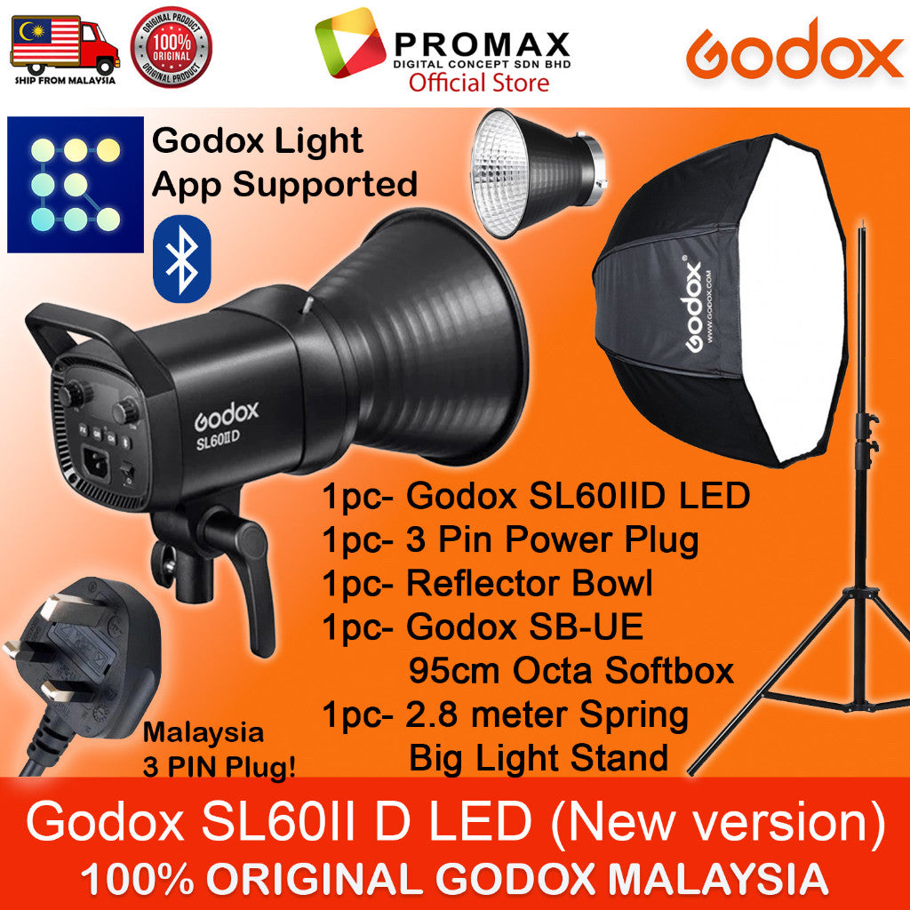 Godox SL-60IID SL60IID with Octa softbox with 2.8m stand LED Video Light for Photo Studio Photography SL60