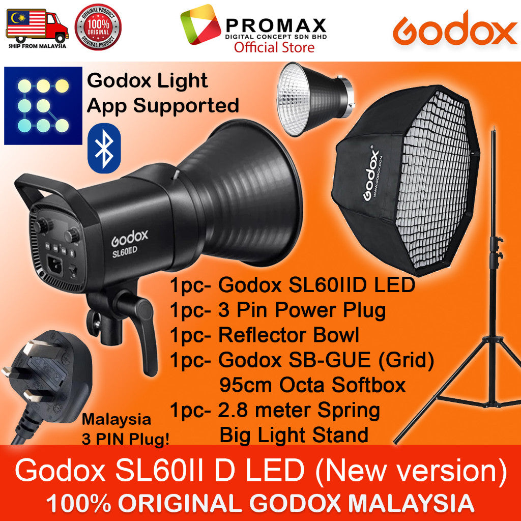 Godox SL-60IID SL60IID with Octa softbox with 2.8m stand LED Video Light for Photo Studio Photography SL60