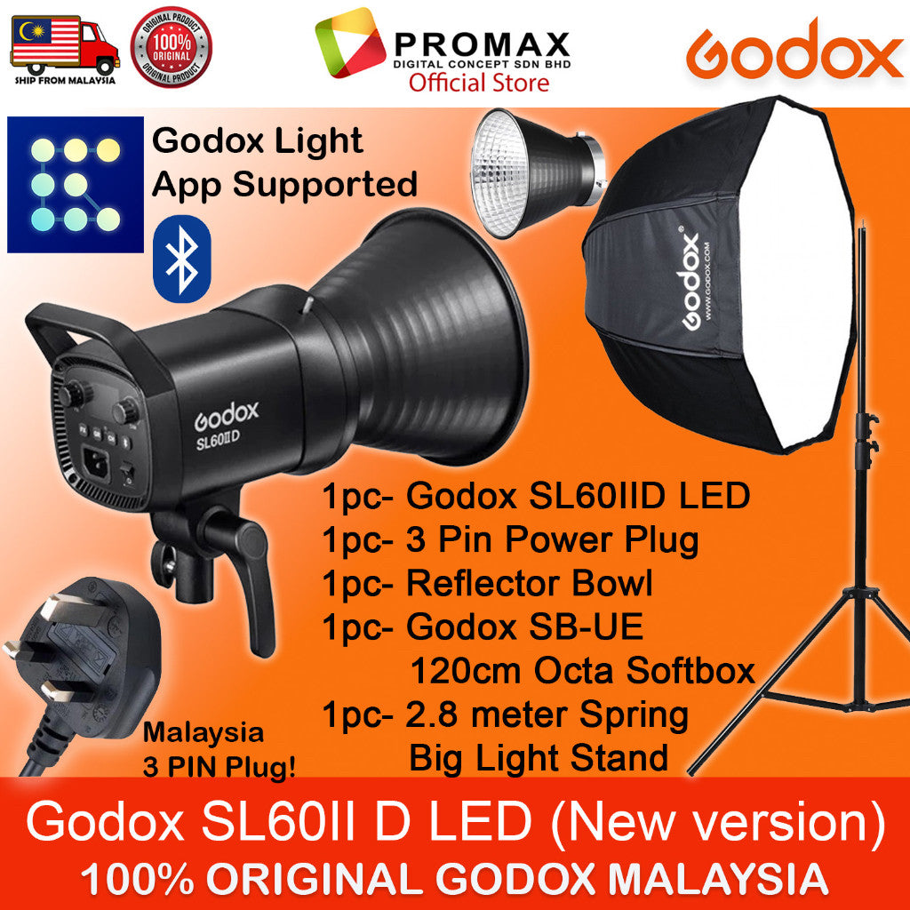 Godox SL-60IID SL60IID with Octa softbox with 2.8m stand LED Video Light for Photo Studio Photography SL60
