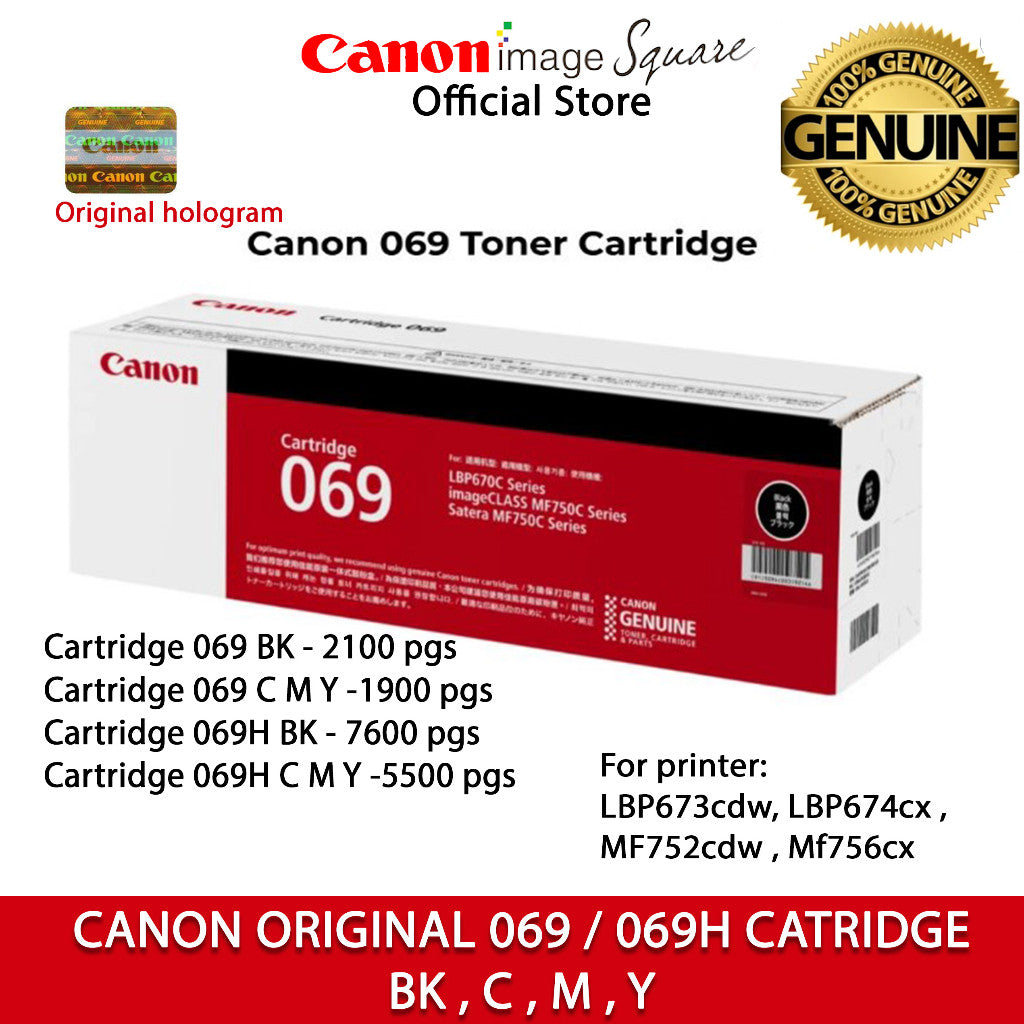GENUINE CANON 069 069H BLACK / CYAN / MAGENTA / YELLOW TONER CATRIDGE READY STOCK