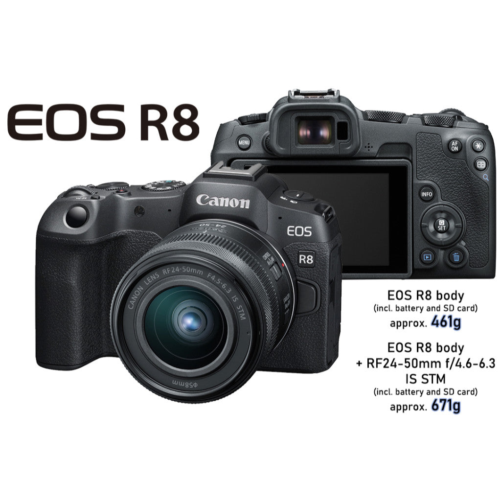 Canon EOS R8 Body & R8 RF 24-50mm f/4.5-6.3 IS STM Mirrorless Camera (Canon R8 Malaysia 3 Years Warranty)
