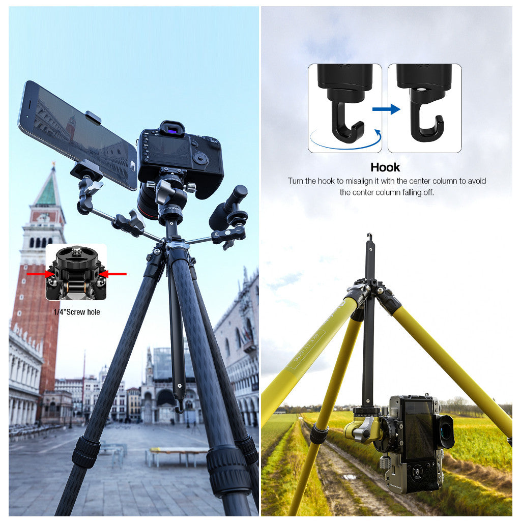 Leofoto MR.Y LY-224C + LH25R "Y" Shaped Center Column 4-section Carbon Fiber Tripod with Ballhead Kit