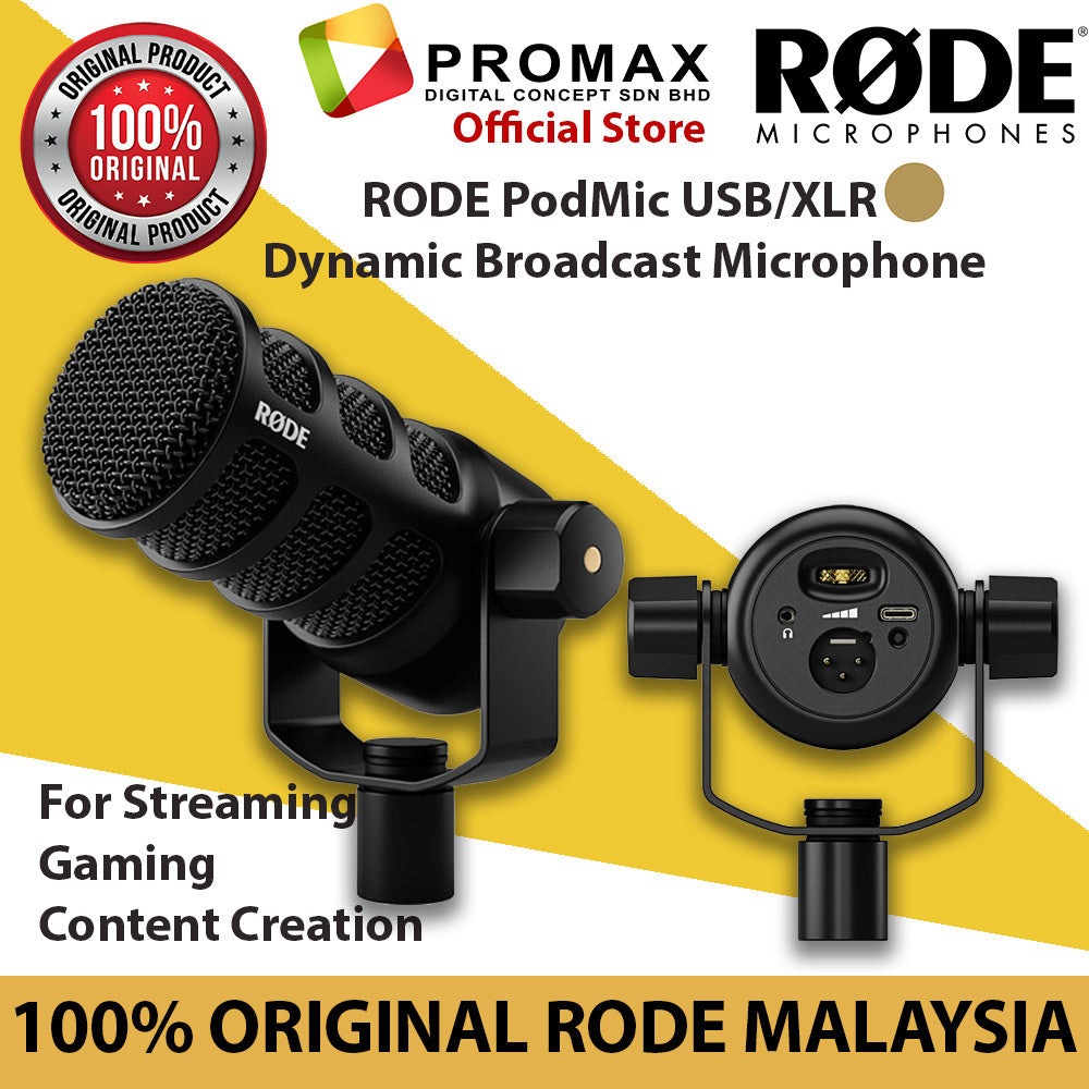 RODE PodMic USB and XLR Dynamic Broadcast Microphone for Podcasting, Streaming & Content Creation