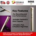 RODE NT55 Compact Condenser Microphone with Interchangeable Capsules (Single Microphone)