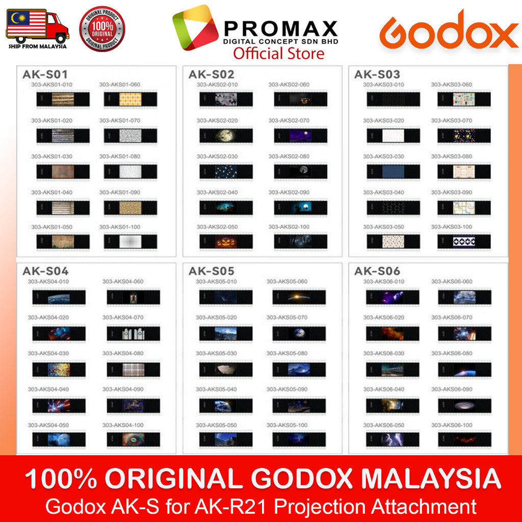Godox AK-S Full Slide Set AK-S01 AK-S02 AK-S03 AK-SO4 AK-SO5 AK-SO6 for AK-R21