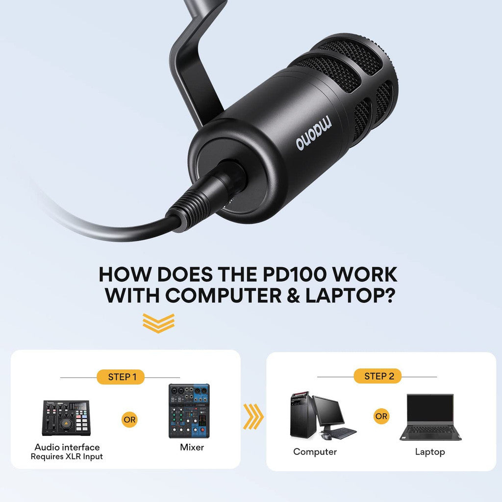 Maono PD100 Professional Podcast Dynamic Microphone XLR Mic for Podcasting/Recording/Audio Maonocaster