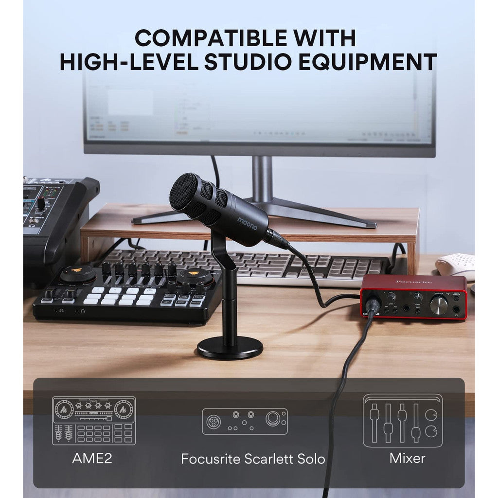 Maono PD100 Professional Podcast Dynamic Microphone XLR Mic for Podcasting/Recording/Audio Maonocaster