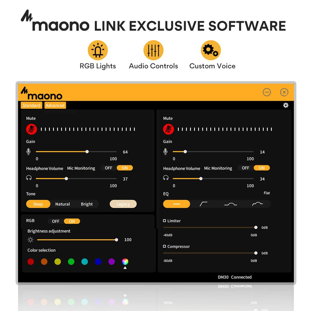 MAONO DM30 RGB Programmable USB Condenser Microphone Mic For streaming gaming Maonocaster DM30RGB
