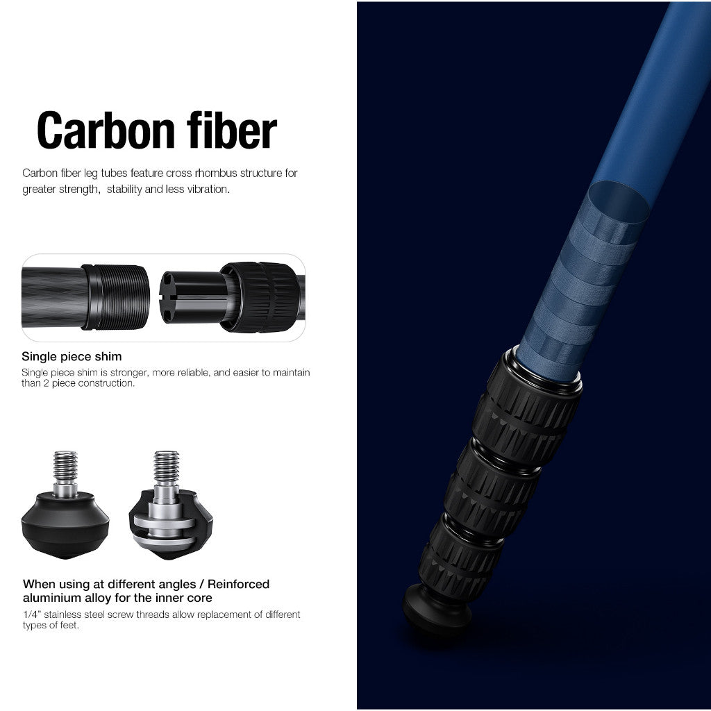 Leofoto MR.Y LY-224C + LH25R "Y" Shaped Center Column 4-section Carbon Fiber Tripod with Ballhead Kit