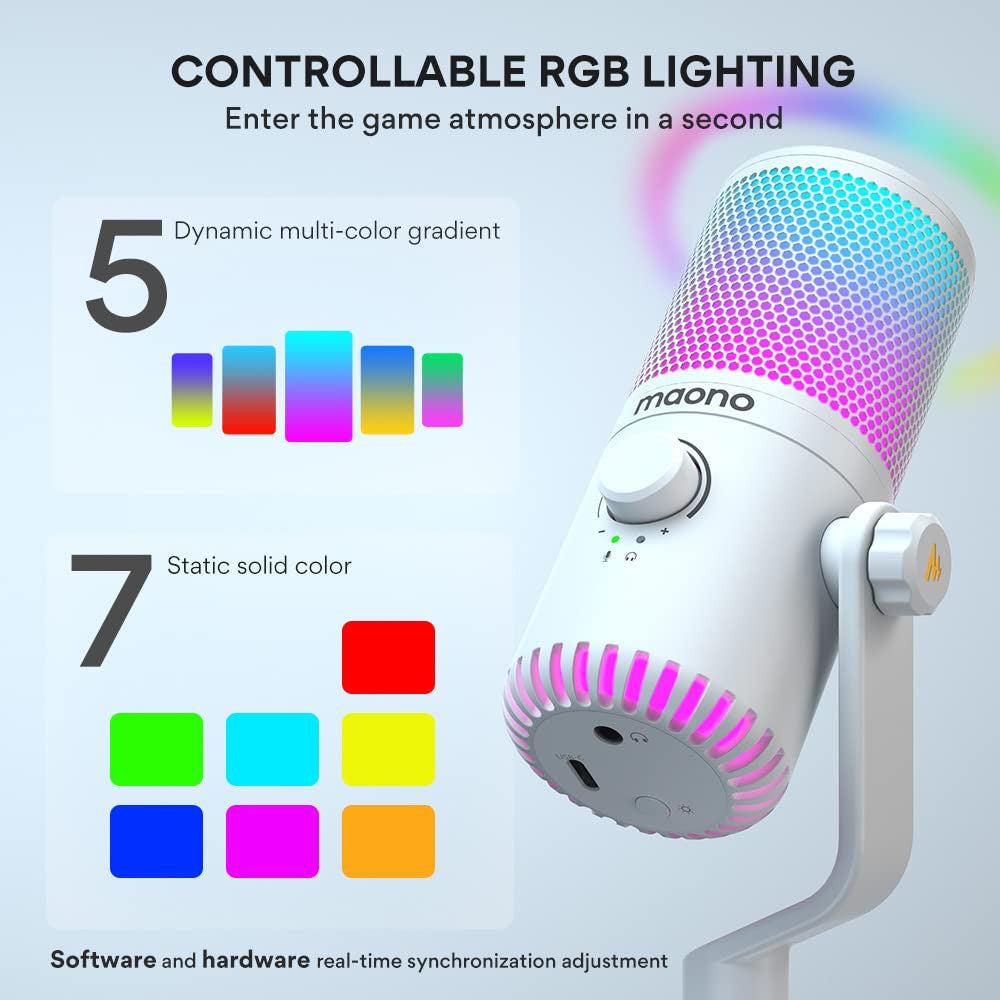 MAONO DM30 RGB Programmable USB Condenser Microphone Mic For streaming gaming Maonocaster DM30RGB